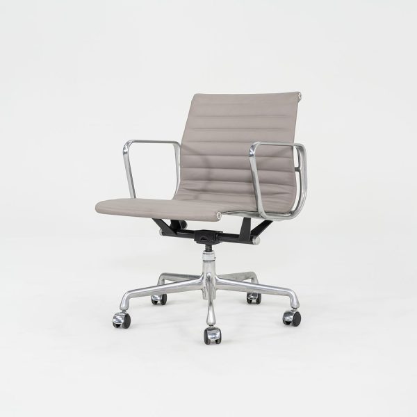 2010s Herman Miller Eames Aluminum Management Desk Chair in Grey Naugahyde For Cheap