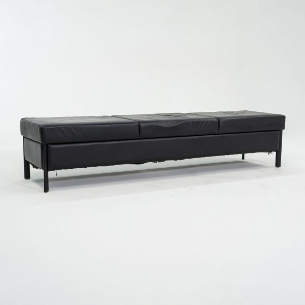 1993 Leather Three Seat Bench by Metropolitan Furniture in Black Leather Cheap