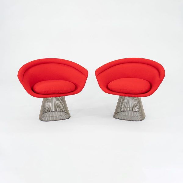 1975 Pair of Warren Platner for Knoll Lounge Chairs with New Red Upholstery For Discount