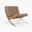 1990 Mies van der Rohe for Knoll Barcelona Lounge Chair in Tan Leather with Polished Stainless Frame Online Sale