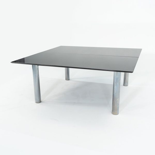 2006 Custom Black Granite and Chromed Steel Conference or Dining Table 72x72in Online Sale