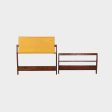 1959 Jens Risom Designs Twin Head and Footboard in Walnut with Yellow Vinyl Panel, 3x Available Sale