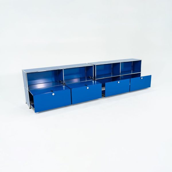 2000s USM Haller Blue C2A Credenza   Cabinet with 2x Pull-out Drawers Online