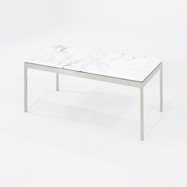 1980s Coffee Table, Model TA.35.36.72 by Nicos Zographos for Zographos Designs in Stainless and White Marble Fashion