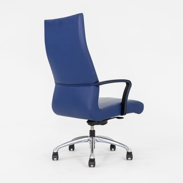 2015 Coalesse Chord Executive Office Chair by Michael Shields with Pneumatic Base in Blue Leather on Sale