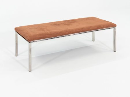 1969 Davis Allen and Gordon Bunshaft of SOM Bench in Polished Stainless Steel and Suede 20 x 48 Online Hot Sale