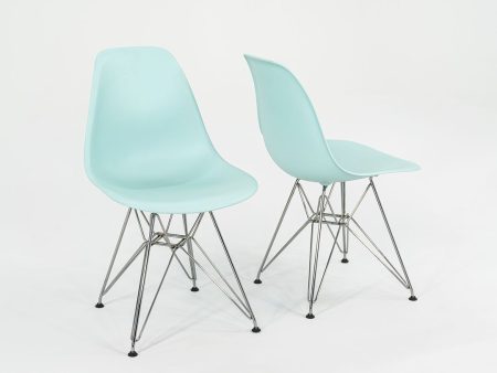 2018 Herman Miller Eames Plastic Dining Shell Chair with Eiffel Base in Aqua Sky Blue 3x available Discount