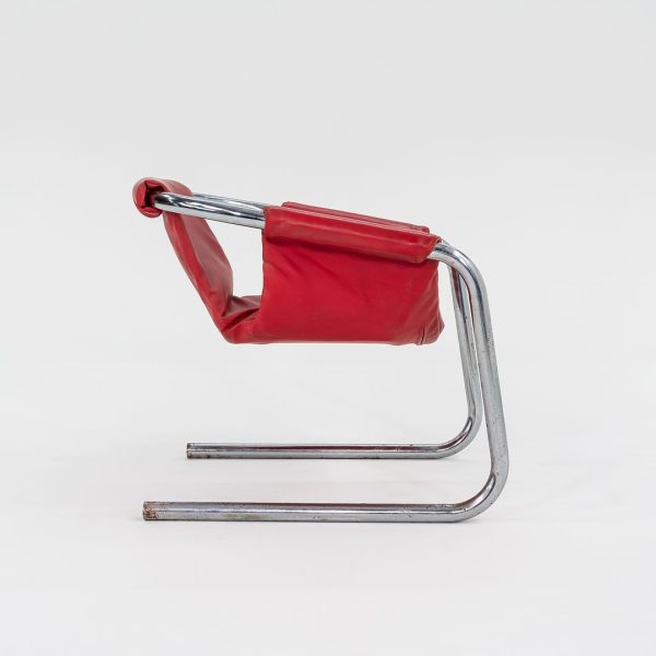 1970s Zermatt Sling Chair by Duncan Burke and Gunter Eberle for Vecta Group in Chromed Steel and Pink Vinyl 3x Available For Sale