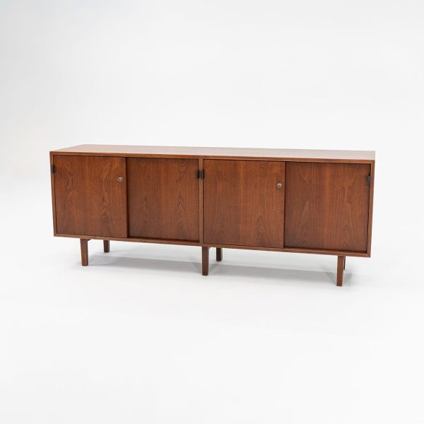 1960s Florence Knoll Walnut Credenza with Leather Pulls and Walnut Legs Online Hot Sale