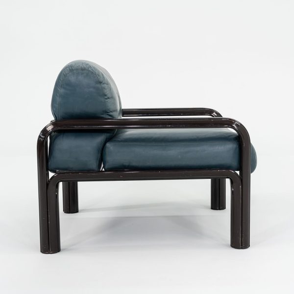 1990s Aulenti Armchair, Model 54-S1 by Gae Aulenti for Knoll in Blue Green Leather 8x Available Sale