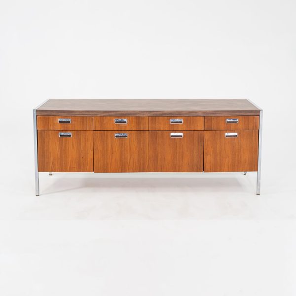 C. 1968 Myrtle Desk of High Point 900 Series Four Position Credenza in Walnut and Chrome with Laminate Top Hot on Sale