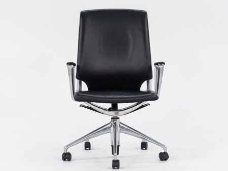 2004 Vitra Meda Desk Chair by Alberto Meda in Black Leather with Fabric Back Sale