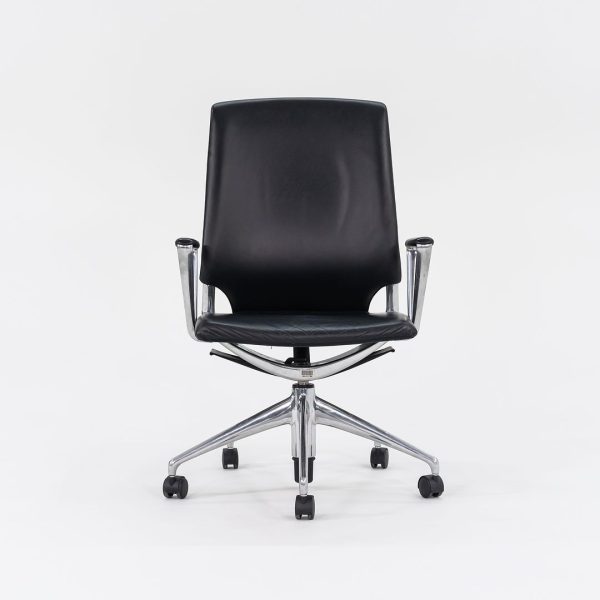 2004 Vitra Meda Desk Chair by Alberto Meda in Black Leather with Fabric Back Sale