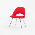 2011 Set of Four Eero Saarinen for Knoll Armless Executive Side   Dining Chairs in Red Fabric Online Sale