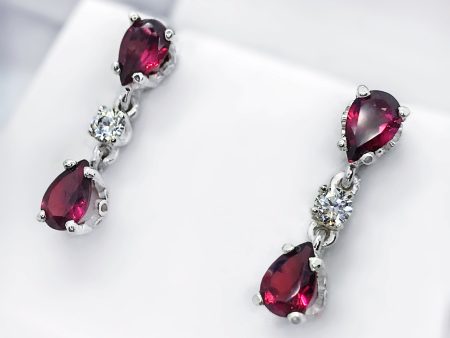 Garnet Fillagree Post Earrings with CZs For Discount