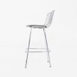 2011 Harry Bertoia for Knoll Chrome Bar Stools with Ivory Fabric Seat Pads 4x Available on Sale