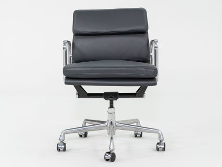 2010s Herman Miller Eames Soft Pad Management Desk Chair in Grey Leather Sale