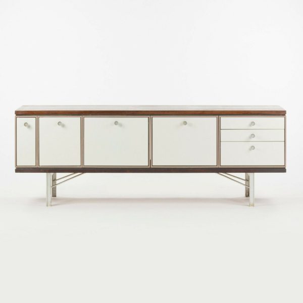 1960 Gerald Luss Rosewood & Metal Credenza Cabinet Once Attributed to Eames & IBM Pavilion Supply