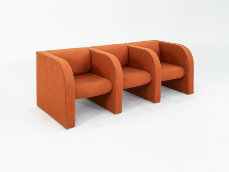 1970s Modernist Sculptural Three Seat Sofa in Orange Fabric Hot on Sale