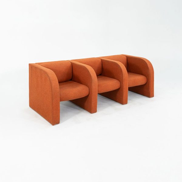 1970s Modernist Sculptural Three Seat Sofa in Orange Fabric Hot on Sale