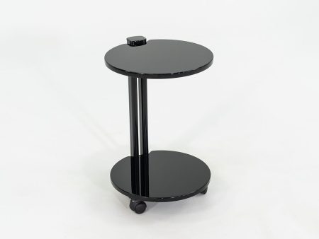 1980s Pace Collection Black Lacquered Occasional End Table on Casters Cheap