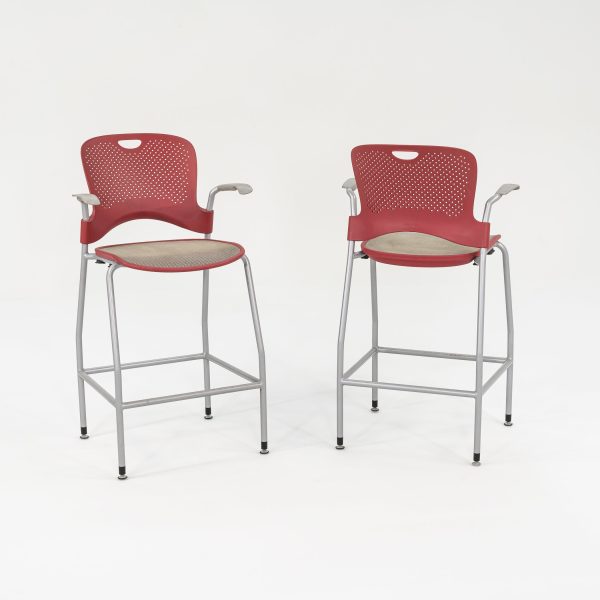 2013 Jeff Weber for Herman Miller Caper Stacking Bar Stool In Red with Arms 11x Available Online now