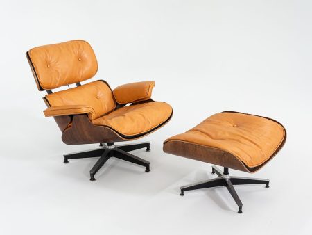 1962 Herman Miller Eames Lounge Chair and Ottoman 670 & 671 by Charles and Ray Eames in New Cognac Leather For Sale