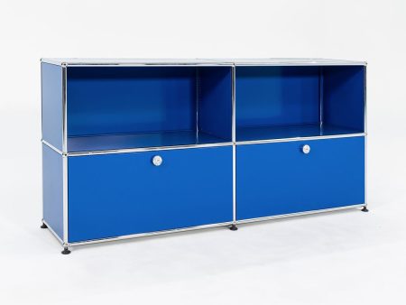 2000s USM Haller Blue C2A Credenza   Cabinet with 2x Pull-out Drawers Online