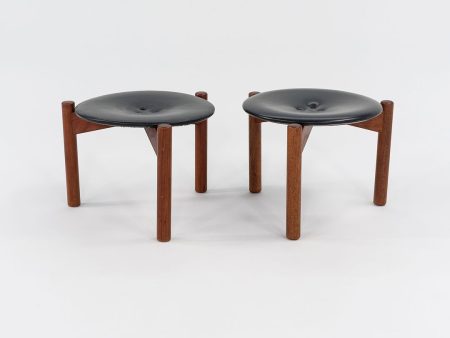 1950s Pair of Swedish Three Legged Stools by Uno & Osten Kristiansson for Luxus Online Hot Sale