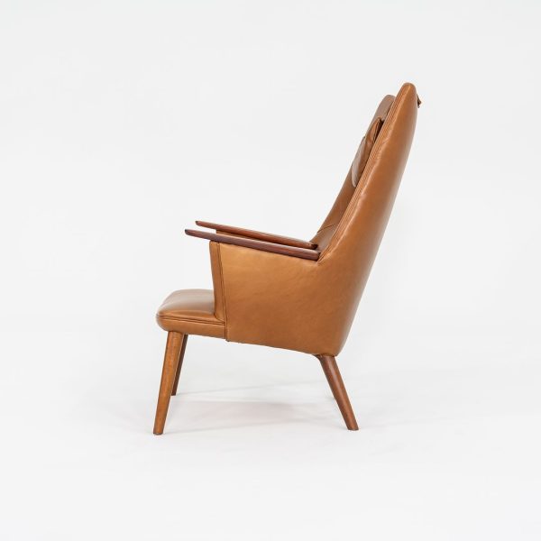 1958 Wegner AP27 and AP29 Lounge Chair and Ottoman by Hans Wegner for A.P. Stolen in Newly Upholstered Caramel Leather For Sale