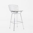 2011 Harry Bertoia for Knoll Chrome Bar Stools with Ivory Fabric Seat Pads 4x Available on Sale