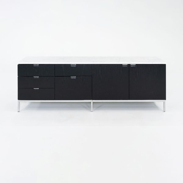 2019 Four Position Credenza Cabinet, Model 2544M by Florence Knoll for Knoll in Ebonized Oak and Marble Fashion