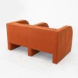 1970s Modernist Sculptural Two Seat Settee Sofa in Orange Hopsack Fabric For Cheap