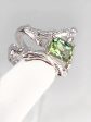 Branches  Solid Sterling Silver Genuine Teal Tourmaline and Genuine Vintage Diamond Ring For Discount