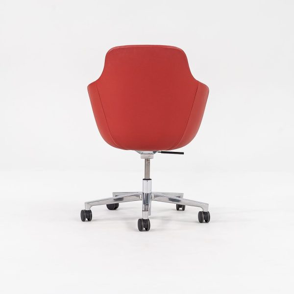 2016 Saiba Mid-Back Task Chair with Five-Star Base by Naoto Fukasawa for Geiger in Red Leather 6x Available For Sale