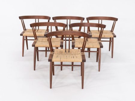 2014 Set of Six Mira Nakashima Grass Seated Dining Chairs in Black Walnut Online