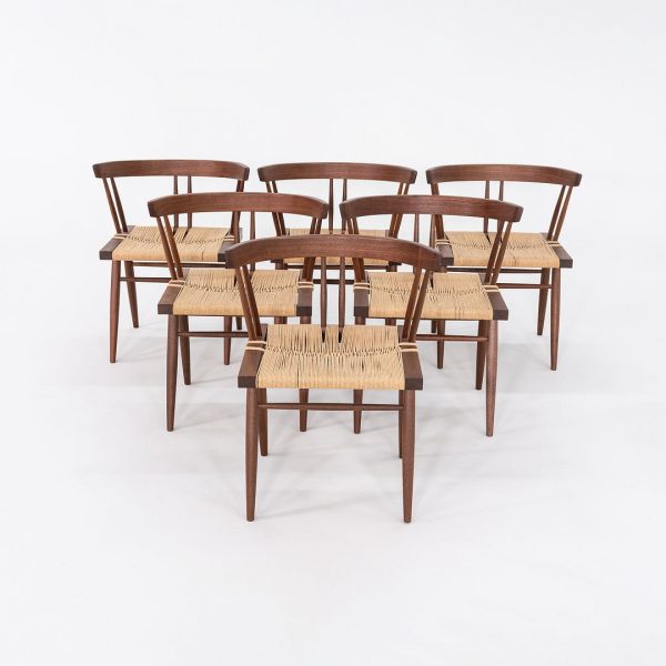 2014 Set of Six Mira Nakashima Grass Seated Dining Chairs in Black Walnut Online