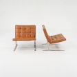 1960s Pair of CH28 Lounge Chairs by Nicos Zographos for Zographos Designs Ltd. in Cognac Leather and Stainless For Sale