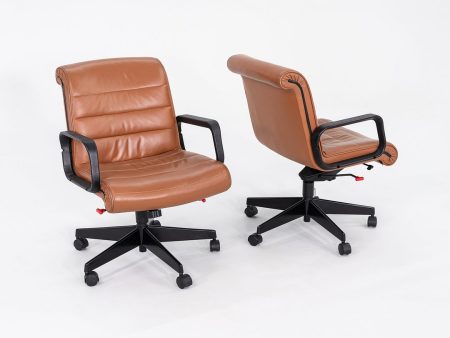 2000s Richard Sapper for Knoll Management Desk Chair in Cognac Leather 8x Available For Cheap