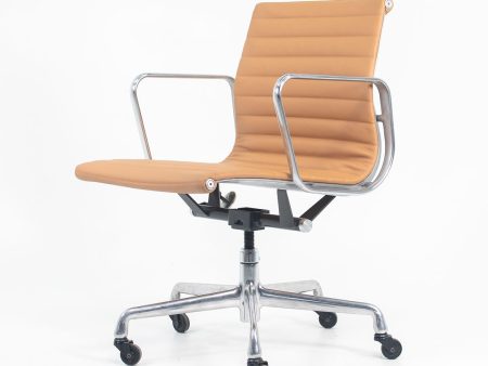 2010s Eames Aluminum Group Management Desk Chair by Ray and Charles Eames for Herman Miller in Tan Leather Supply