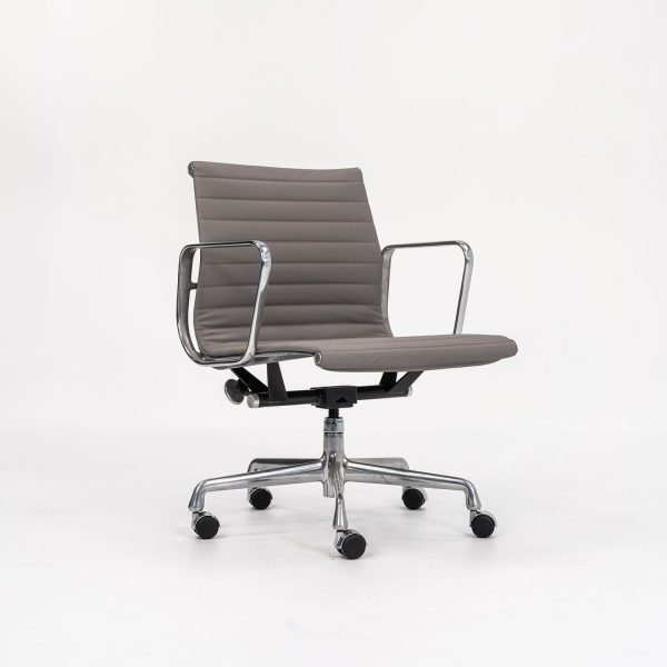 2010s Eames Aluminum Group Management Desk Chair by Ray and Charles Eames for Herman Miller in Grey Naugahyde Supply