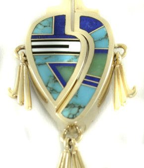 Ray Tracey 14kt Gold Signature Inlaid Pendant - Lapis Turqoise For Discount