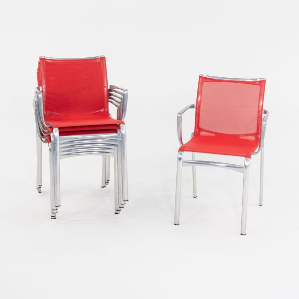 2000s Alberto Meda for Alias Big Frame 44 l 440a Stacking Chairs in Red Mesh 20x Available Sale