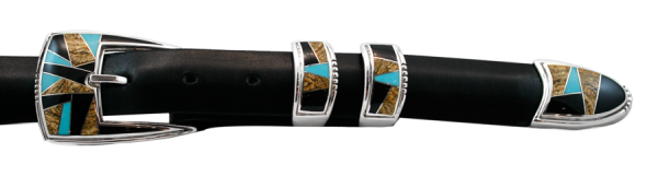 Supersmith Jade, Turquoise & Jasper 1  Inlaid Ranger Belt Buckle Online