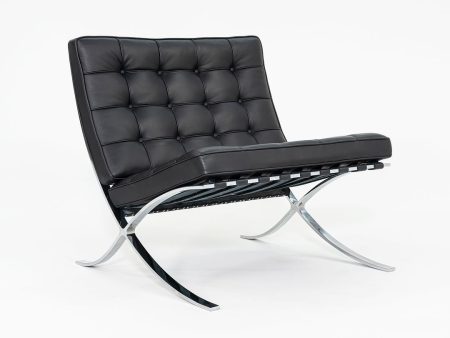 2010s Mies van der Rohe for Knoll Barcelona Lounge Chairs in Black Leather and Chromed Steel 3x Available Cheap