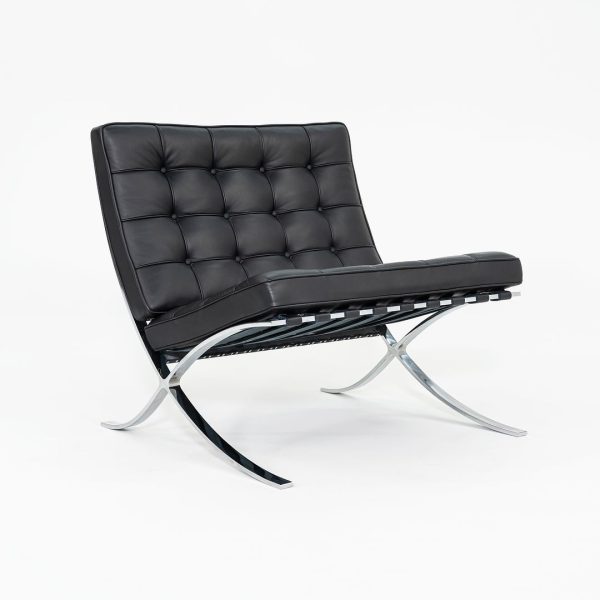 2010s Mies van der Rohe for Knoll Barcelona Lounge Chairs in Black Leather and Chromed Steel 3x Available Cheap