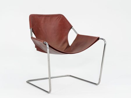 2000s Paulistano Red Brown Leather and Chrome Lounge Armchair by Paulo Mendes Da Rocha for Objekto Supply