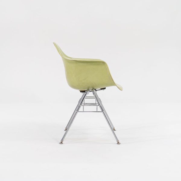 2006 Modernica Fiberglass Arm Shell Chair with H Base or Stacking Base in Light Green Discount