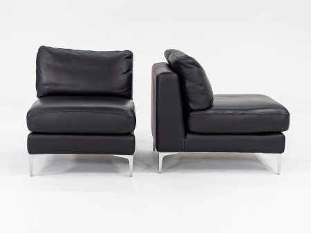 2016 Pair of Nicoletti Lounge Chairs by Giuseppe Nicoletti for Design Within Reach in Black Leather Online