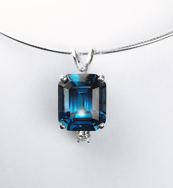 London Blue Topaz and CZ Pendant Online Sale